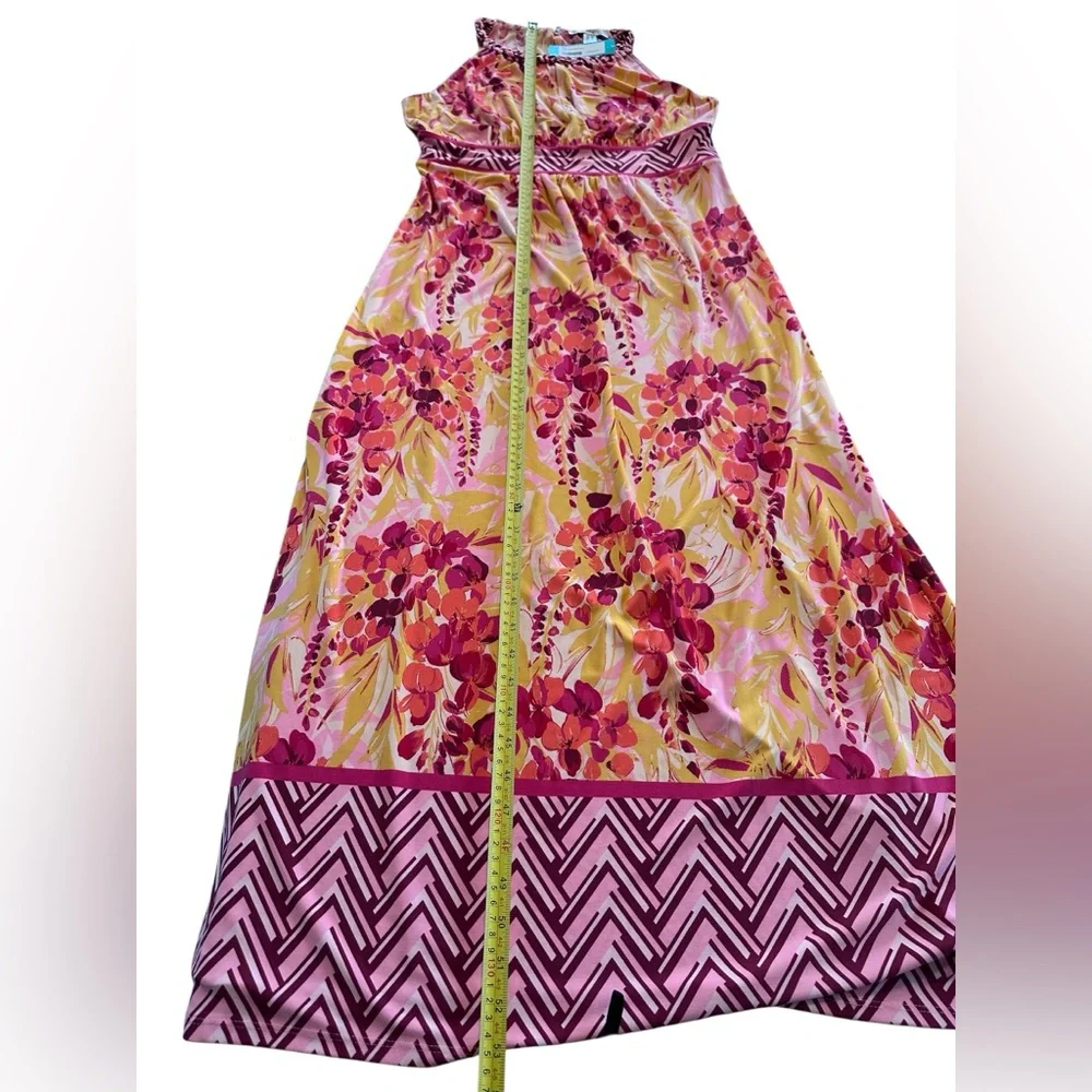 Wisp Tropical Floral Halter Maxi Dress Pink Yellow Braided Strap NWT 12 Summer - Picture 6 of 13